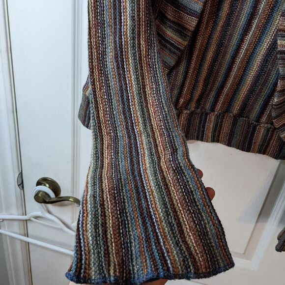 ZARA Rainbow knit open front Wool blend bell sleeves cardigan Medium - Picture 2 of 10